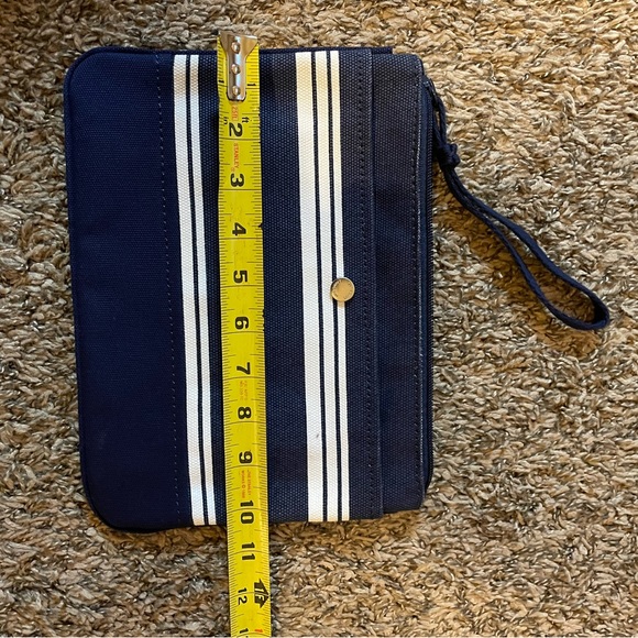 Lands’ End Large wristlet. 10 1/2” x 7 1/2” Navy and white striped! - Picture 3 of 3